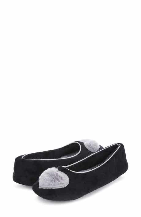 FLOOPI Zoe Heart Ballerina Slipper with Faux Fur Lining