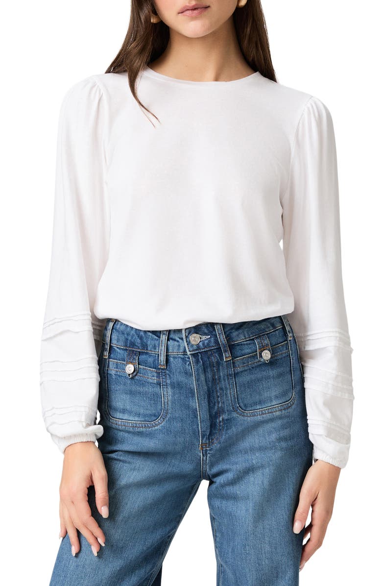 PAIGE Cyrano Pintuck Jersey Top, Main, color, White