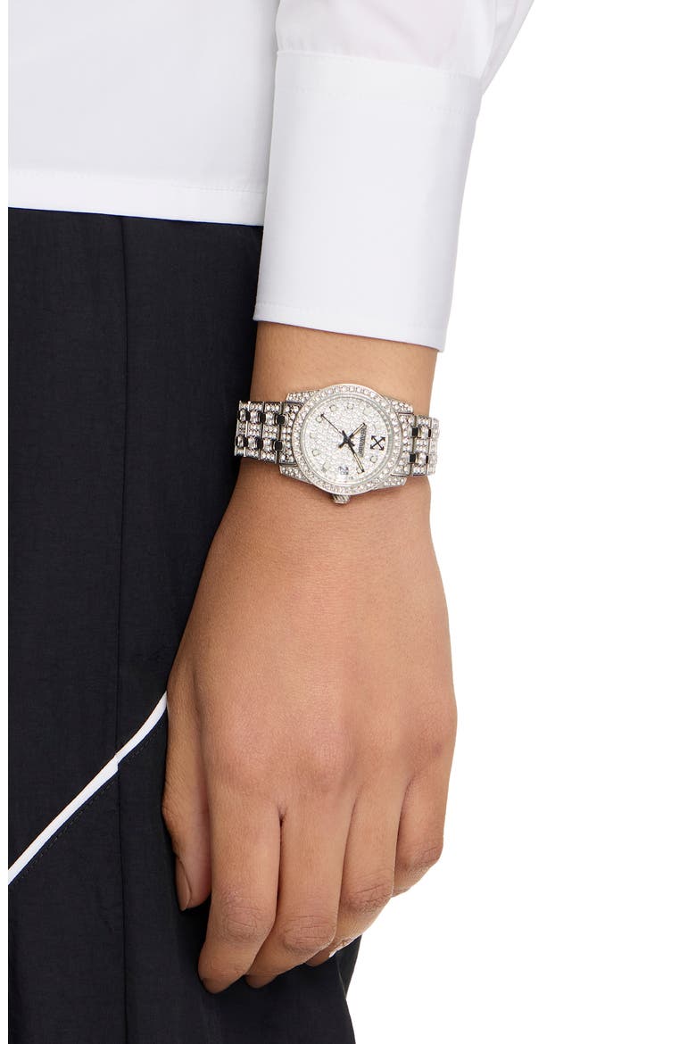 Discreet Crystal Bracelet Watch, 32mm, Main, color, STAINLESS STEEL