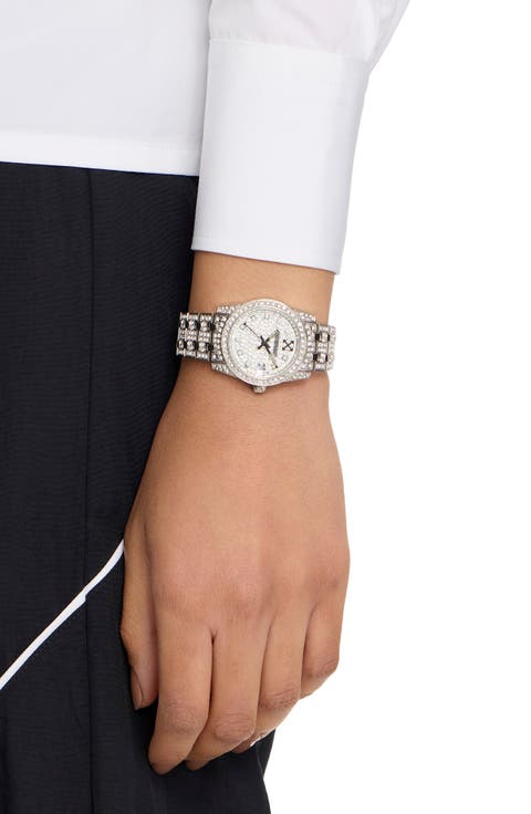 Discreet Crystal Bracelet Watch, 32mm