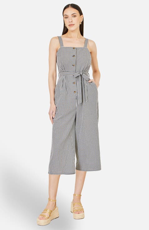 Gingham Button Through Jumpsuit