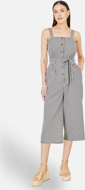 Yumi Gingham Button Through Jumpsuit