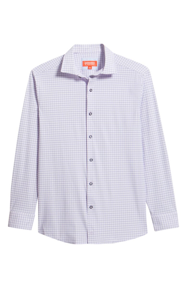 Johnston & Murphy XC Motion Performance Knit Button-Up Shirt, Main, color, Purple/ Navy