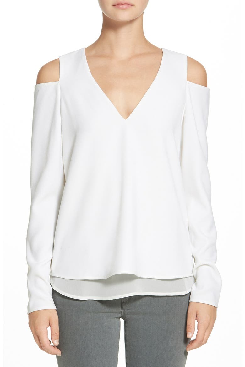 'Kayla' Cold Shoulder Blouse, Main, color, WHITE
