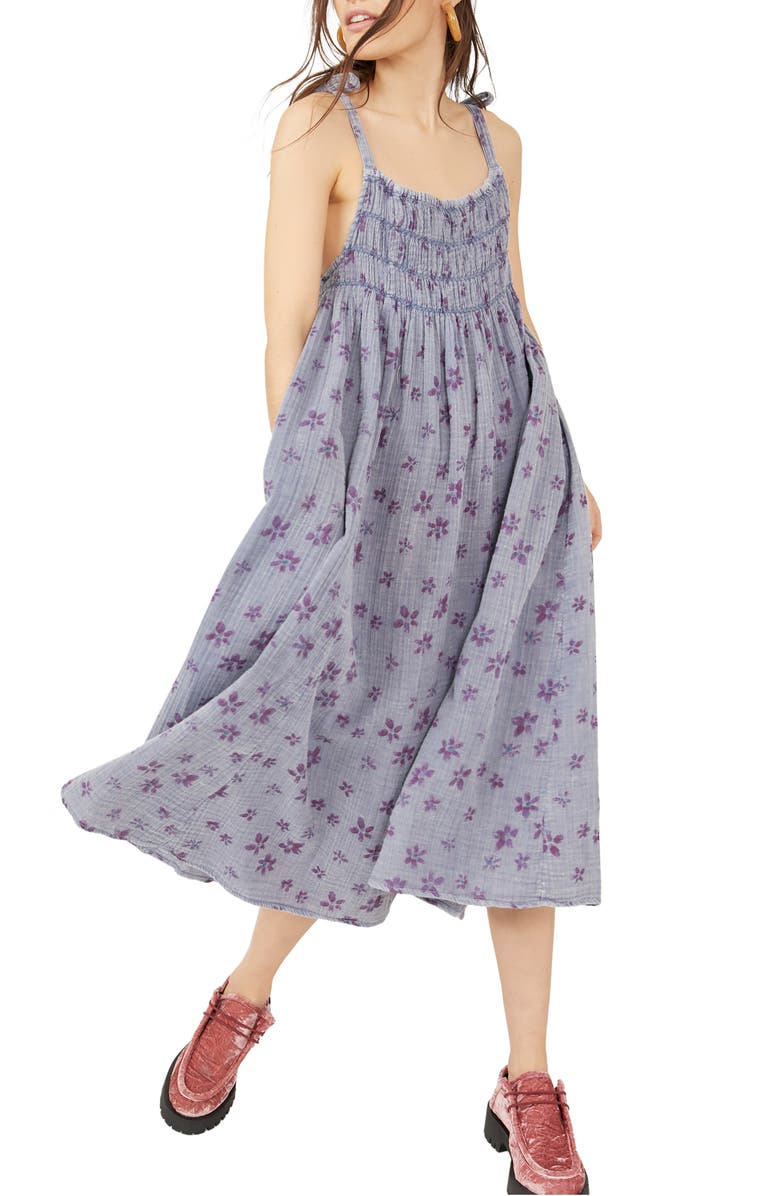 Free People Azure Shirred Maxi Sundress, Main, color, 