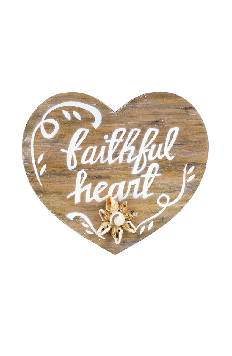 Beachcombers "Faithful Heart" Shell Coastal Wall Plaque Sign 5", Main, color,