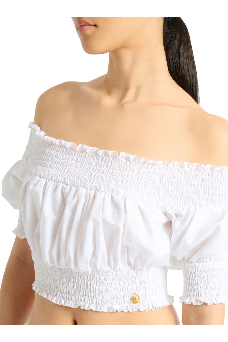 Poplin off-the-shoulder top, Alternate, color, white