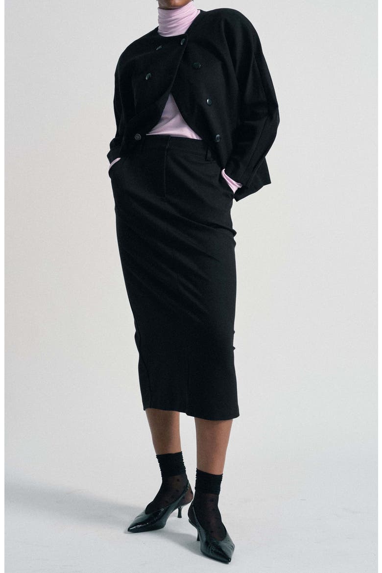 Abi Midi Pencil Skirt, Alternate, color, BLACK