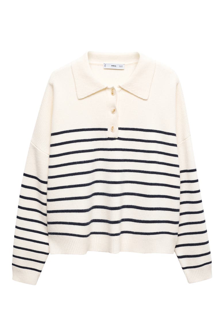 Stripe Polo Sweater, Alternate, color, WHITE/ DARK NAVY
