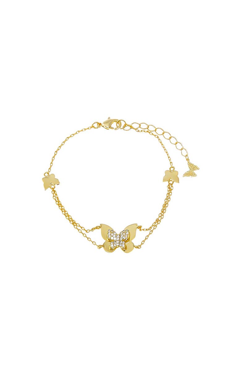 BY ADINA EDEN CZ Multi Butterfly Double Chain Bracelet, Main, color,