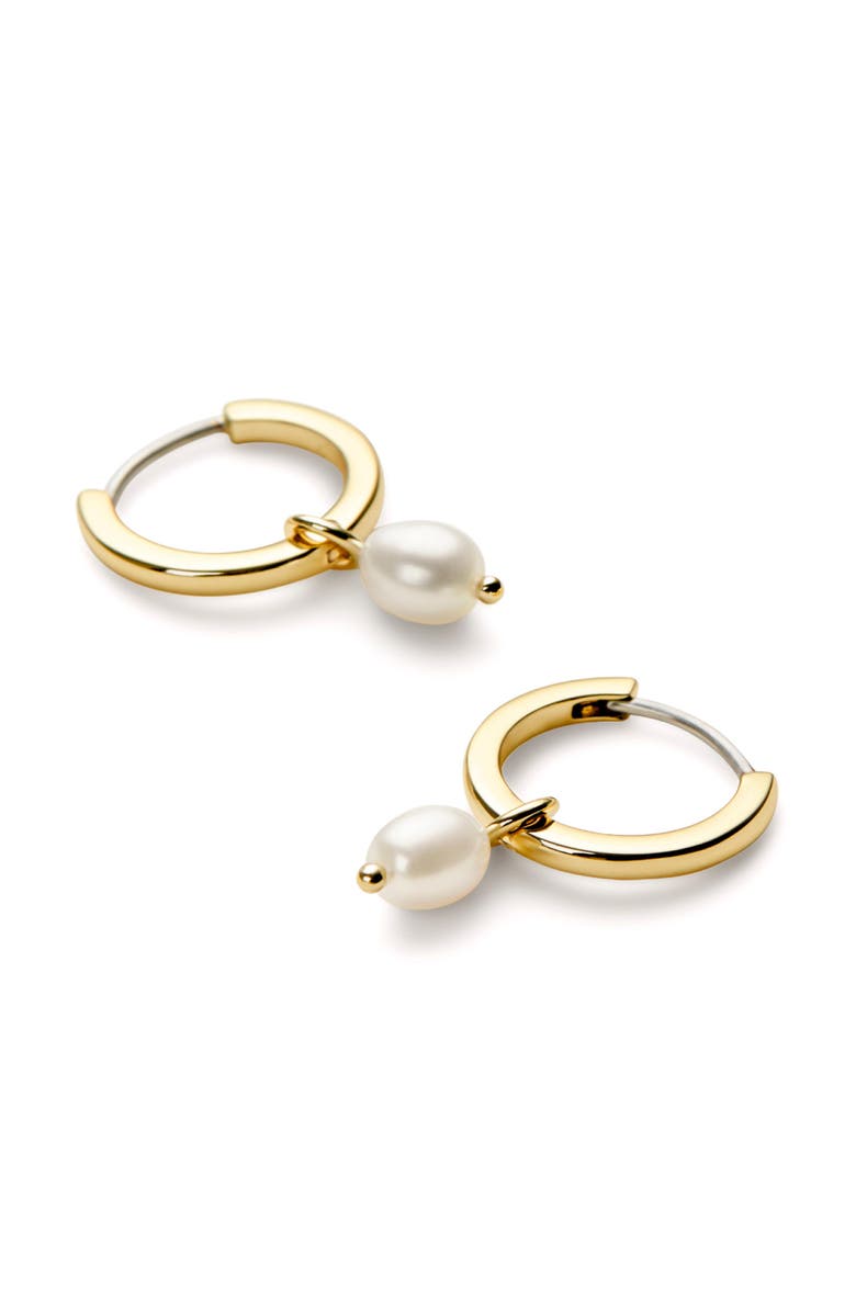 Ana Luisa Freshwater Pearl Huggie Hoop Earrings, Alternate, color, Gold / White