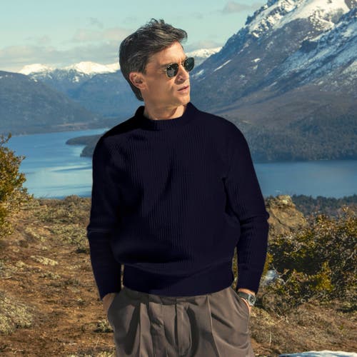 Italic Aidan Chunky Cashmere Crewneck Sweater In Navy