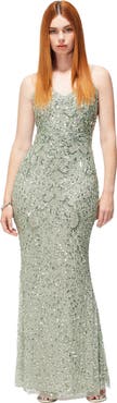 BEAUUT Occasion Embellished Sequin Beaded V Neck Evening Dress