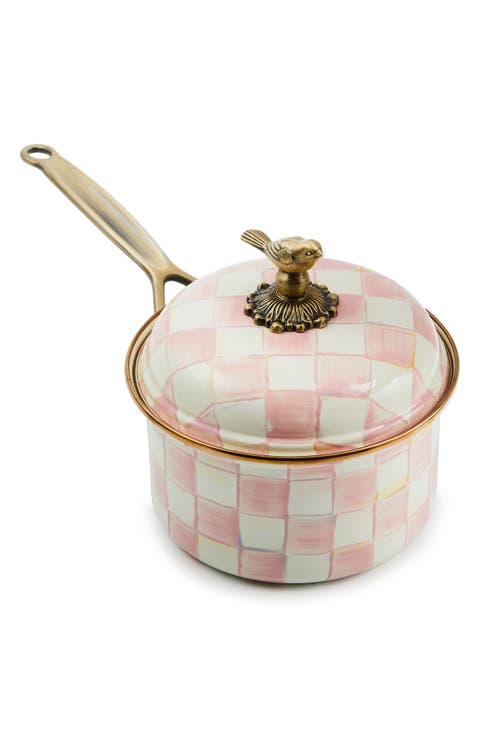 Rosy Check Enameled Steel 2.5-Quart Saucepan