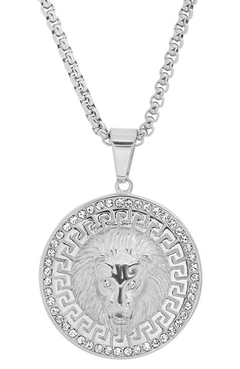 Pave Lion Head Pendant Necklace