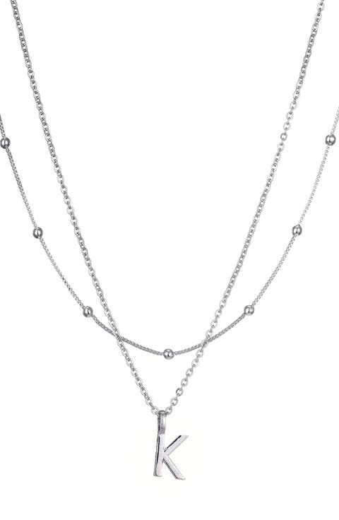 Initial Pendant Layered Chain Necklace