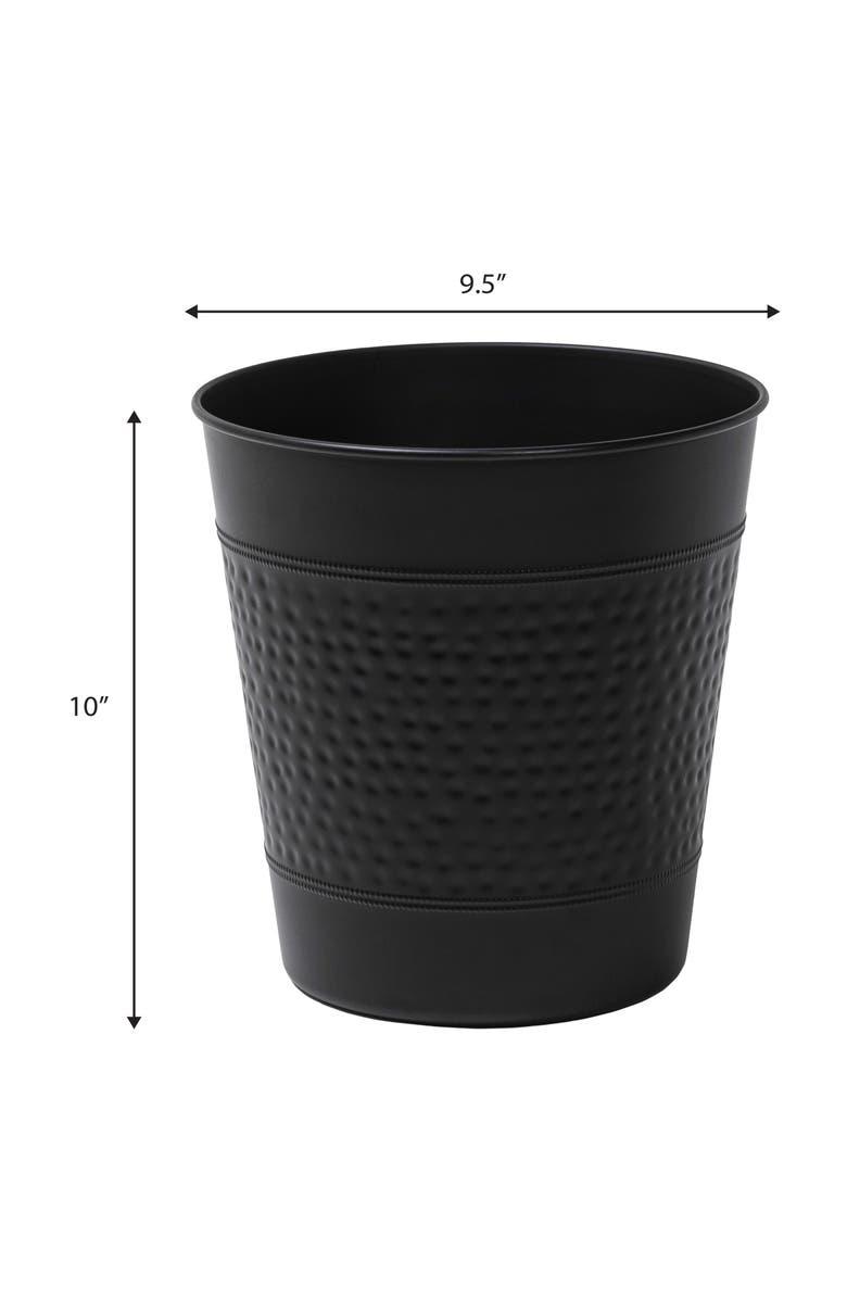 HAPPIMESS Riley Modern Classic Hammered Steel Accent 2-Gallon Wastebasket, Alternate, color, Matte Black