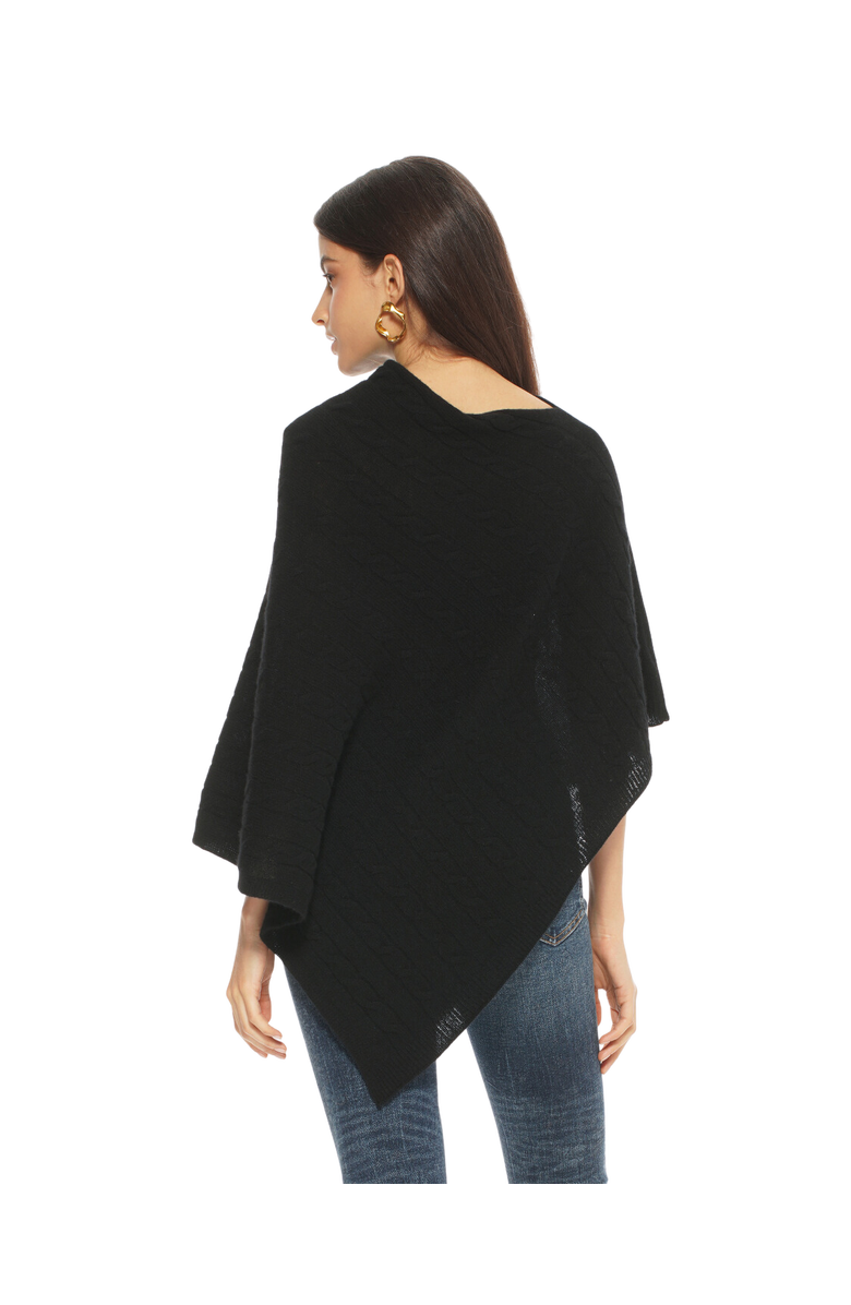 Monticelli Cashmere Pure Cashmere Textured Knit Poncho, Alternate, color, Black