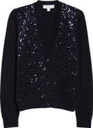 Michael Kors Collection Sequin Embellished Floral Lace & Cashmere Cardigan