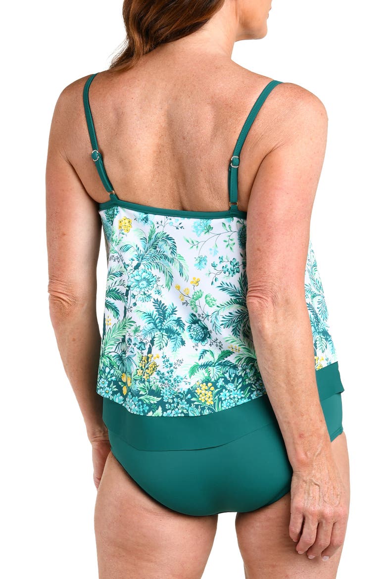 Picturesque Palm Flutter Hem Tankini Swim Top, Alternate, color, JUNGLE