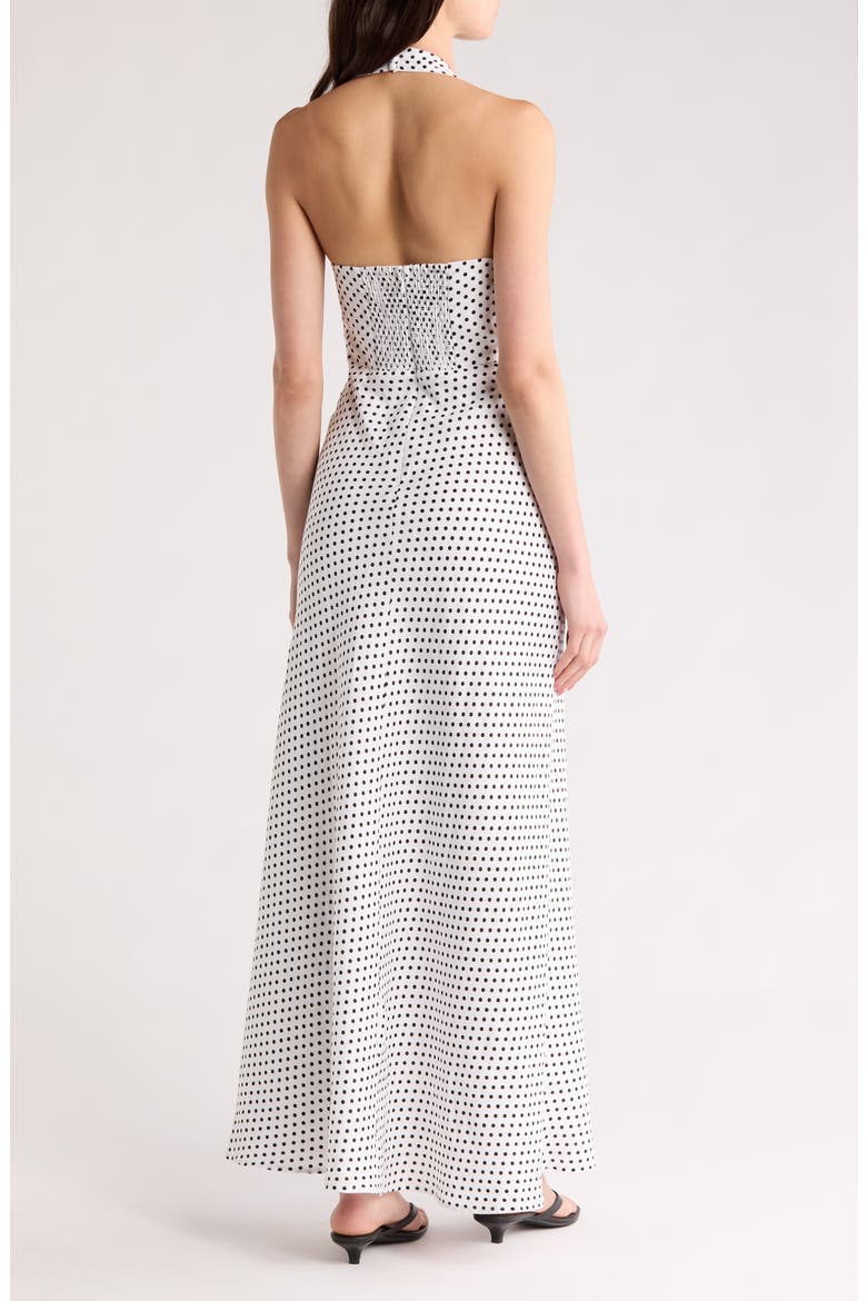 Delilah Linen Halter Maxi Dress, Alternate, color, ECLIPSE DOT