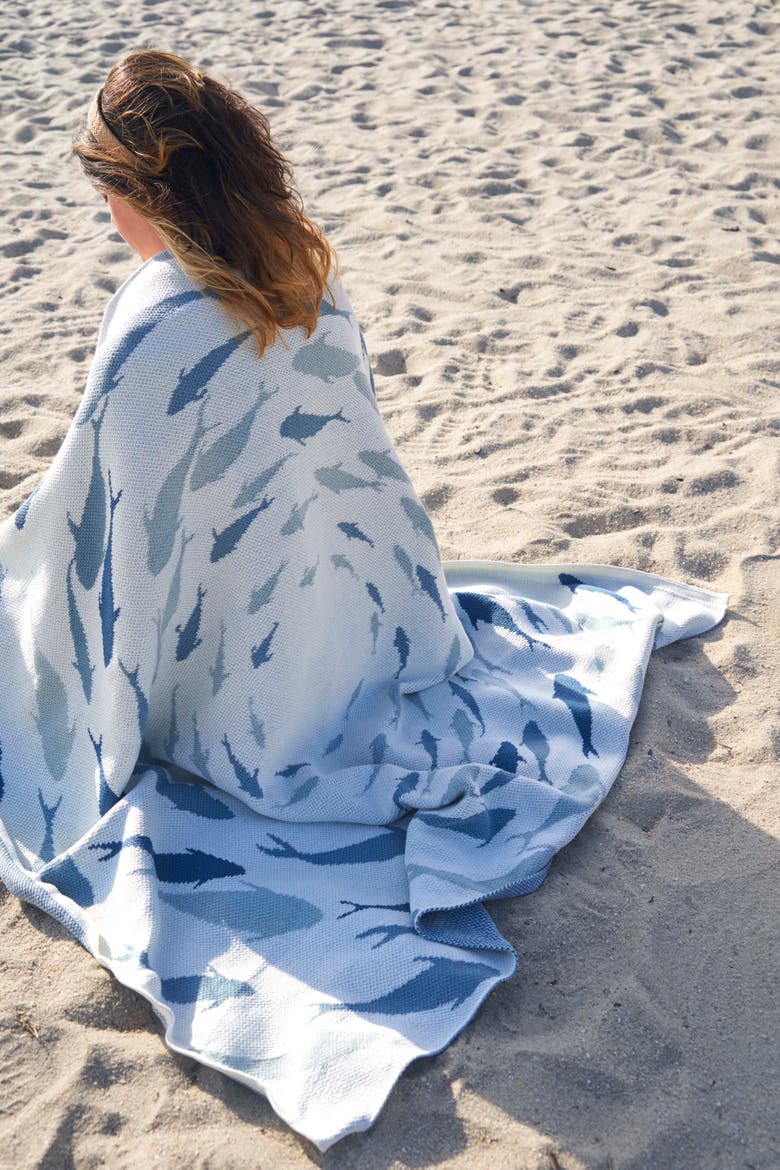 Azure School of Swim Woven Knit Throw Blanket 50" x 60", Alternate, color, Blue
