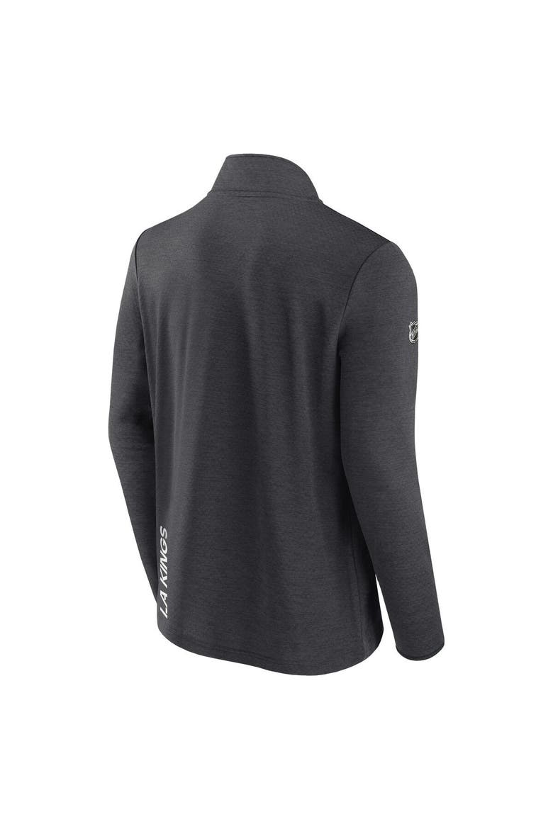 Men's Fanatics Branded Heather Charcoal Los Angeles Kings Authentic Pro Rink Quarter-Zip Jacket, Alternate, color, Heather Charcoal