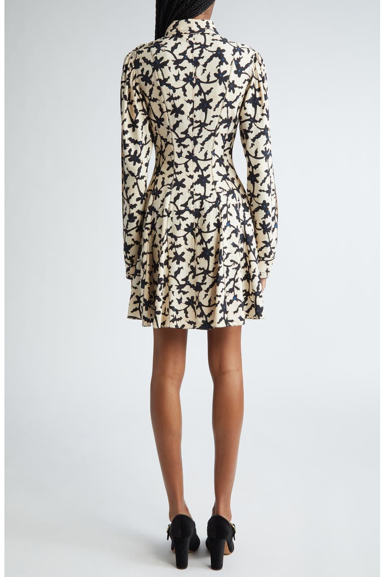 Roanne Abstract Print Long Sleeve Mini Shirtdress, Alternate, color, MOONSTONE