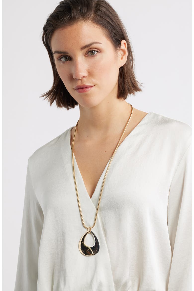 2-Tone Adjustable Pendant Necklace, Alternate, color, GOLD- SILVER