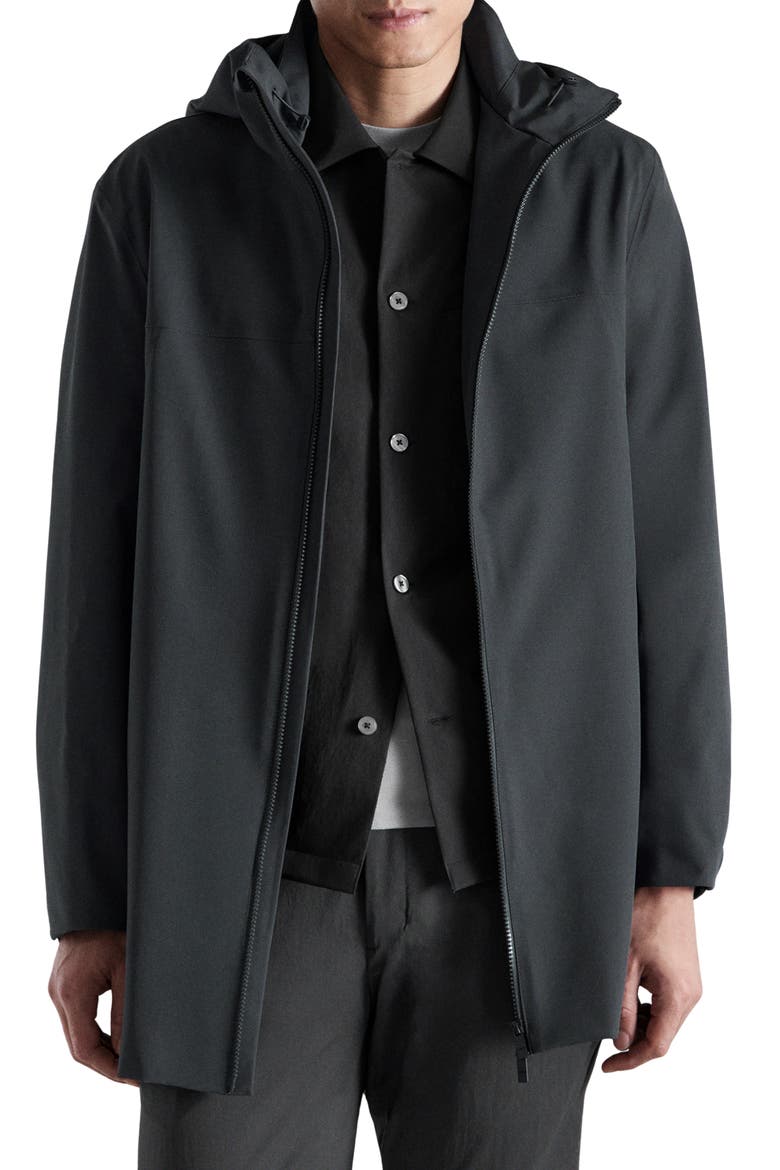 Hooded Water Repellent Parka, Main, color, DARK GREY