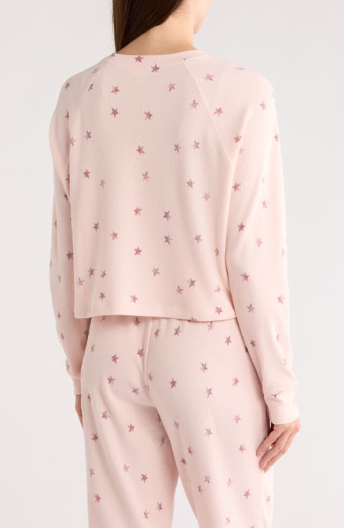 Honeydew Road Trip Long Sleeve Crop Pajama Top In Pink