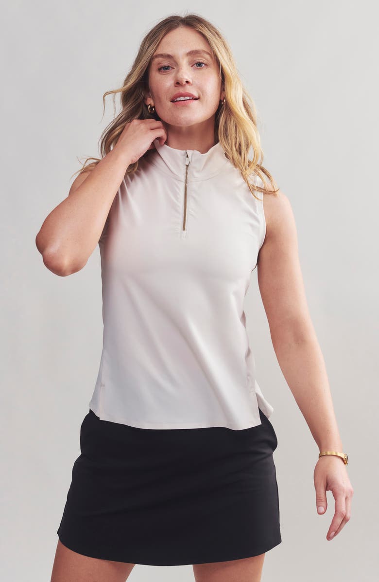 Rhone Course to Court Sleeveless Half Zip Top, Alternate, color, Sand