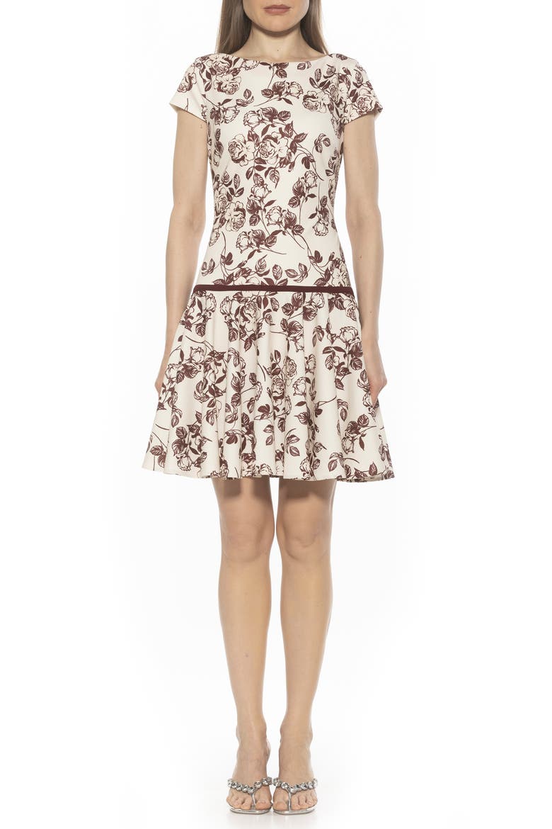 Drop Waist Dress, Main, color, BURGUNDY FLORAL