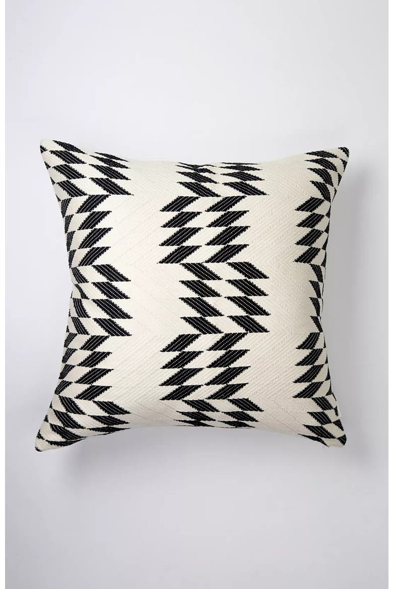 Almolonga Black and Ivory Handwoven Brocade Cotton Square Quilt Pillow, Main, color, Black and Ivory