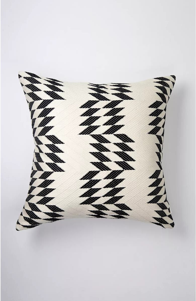 Archive New York Almolonga Black and Ivory Handwoven Brocade Cotton Square Quilt Pillow, Main, color, Black And Ivory