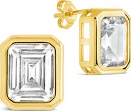 Sterling Forever Camille Bezel Cubic Zirconia Stud Earrings
