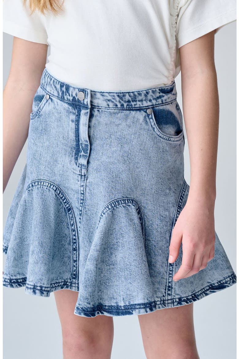 Kids' Denim Godet Skirt, Alternate, color, BLUE