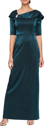 Alex Evenings Women's Column Gown & Jacket Brown Size 14