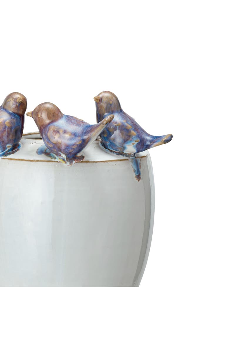 3D Birds Stoneware Planter/Vase, Alternate, color, White