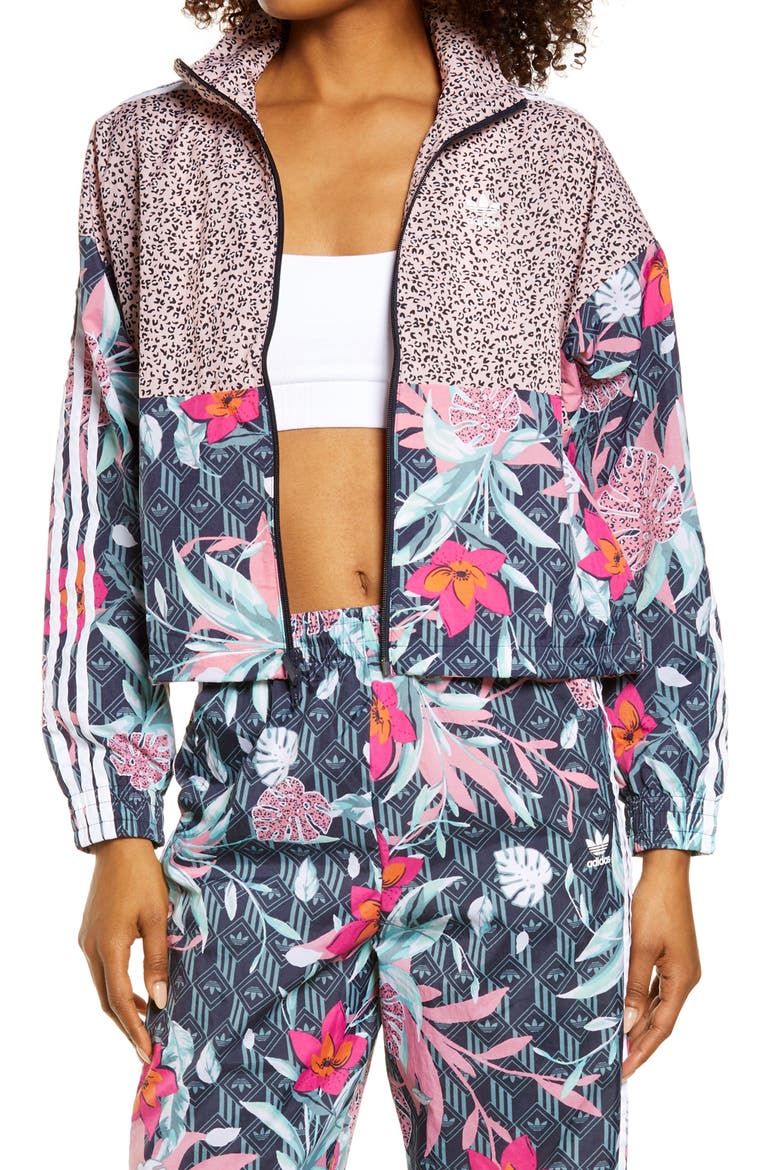 x HER Studio London Mixed Prints Track Jacket, Main, color, MULTICOLOR