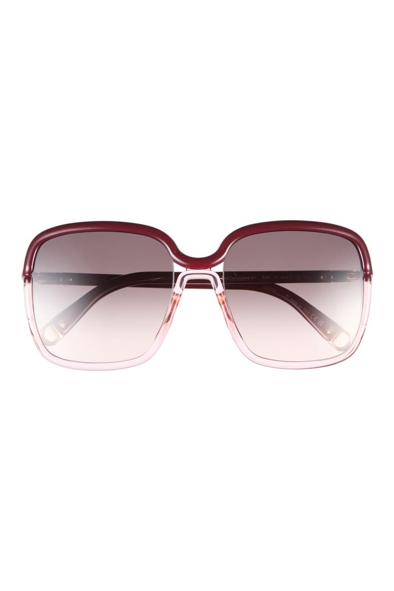 TwinColors S1I Gradient Square Sunglasses, Main, color, SHINY RED / GRADIENT BROWN