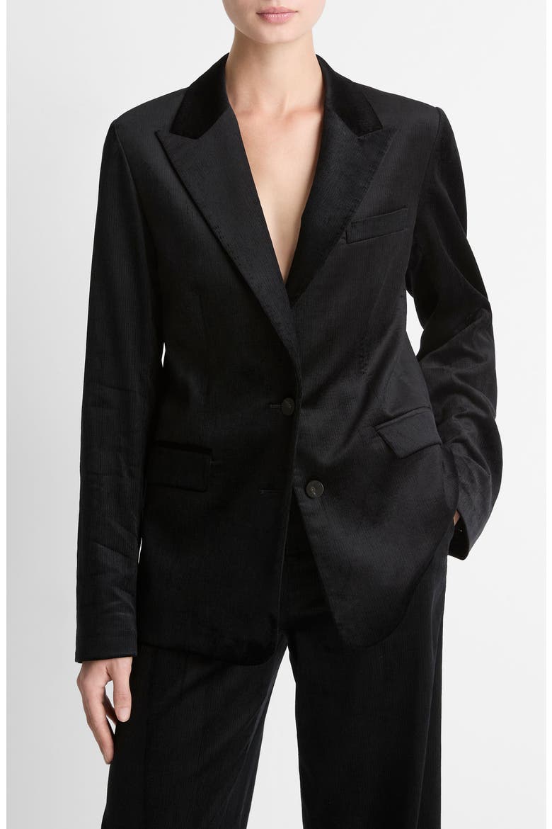 Velvet Blazer, Main, color, BLACK