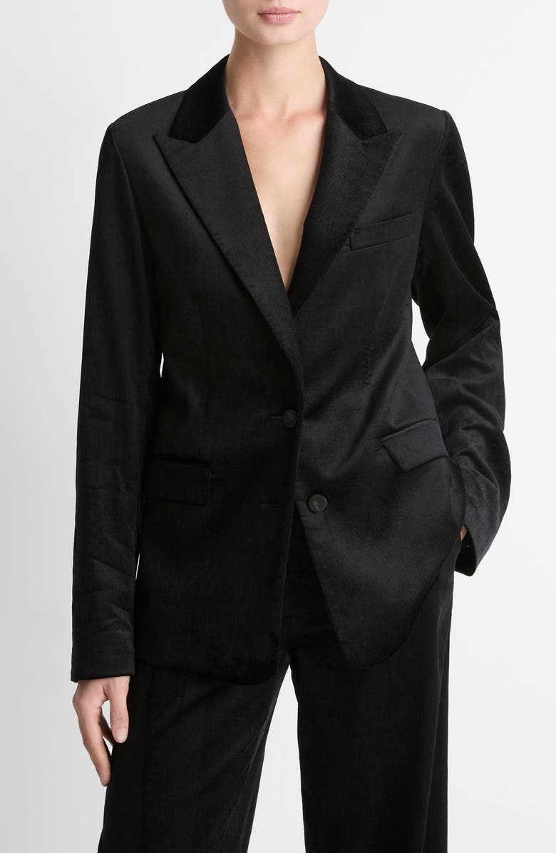 Vince Velvet Blazer, Main, color, Black