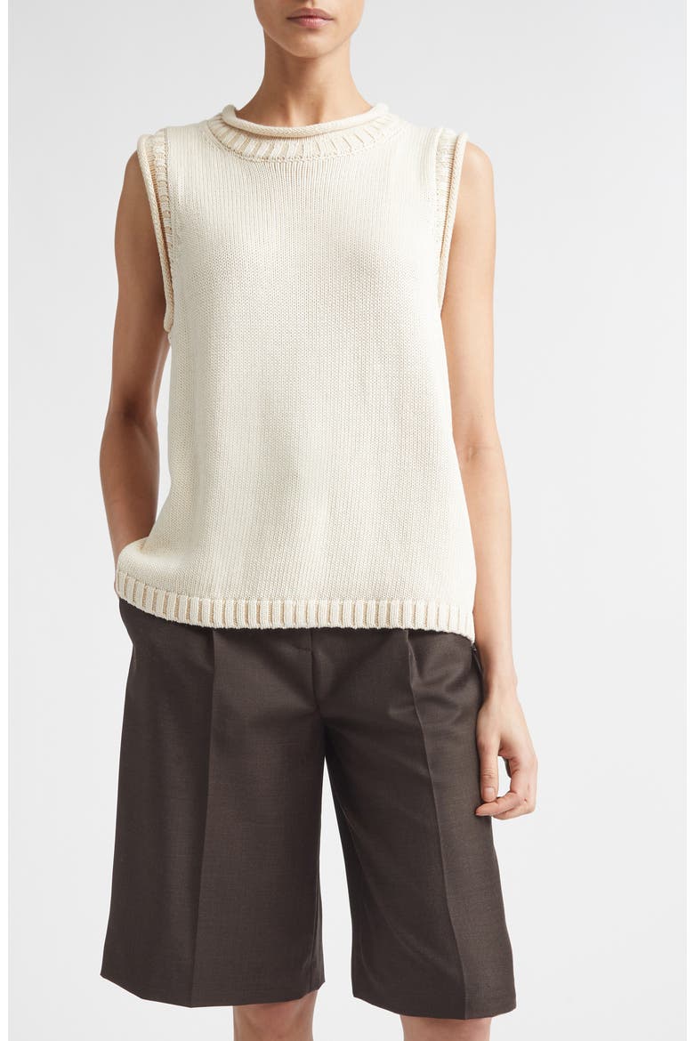 Effy Boxy Linen & Silk Blend Sweater Vest, Main, color, NATURAL