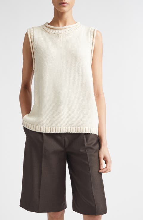 Effy Boxy Linen & Silk Blend Sweater Vest