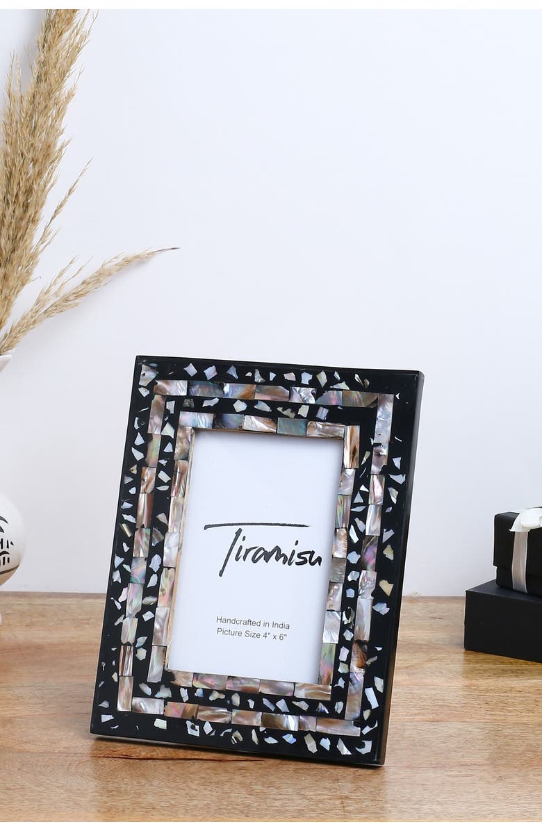 Tiramisu Mother-of-Pearl Picture Frame, Main, color, Black