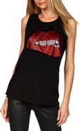 Lauren Moshi Peyton High Neck Tank - Crystal Biting Lip Tee