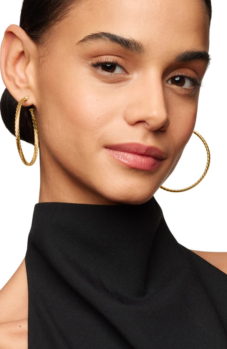 David Yurman Cable Spiral Hoop Earrings, Alternate, color, Gold