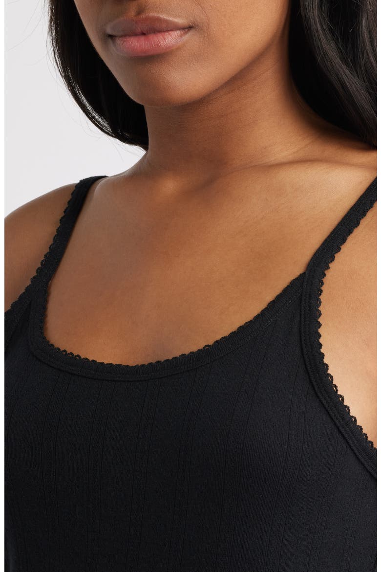 Pointelle Knit Chemise, Alternate, color, BLACK