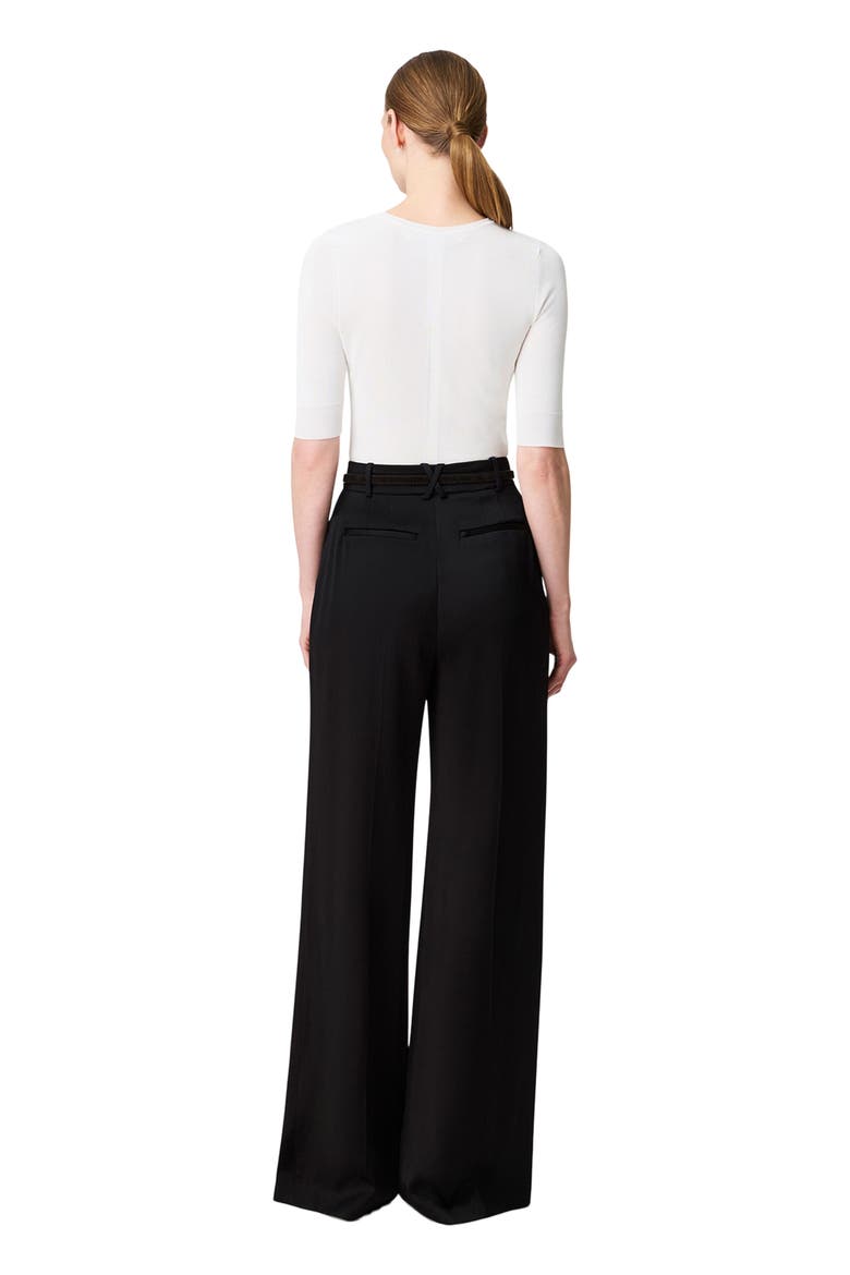 Satin Pleated Trouser, Alternate, color, Black